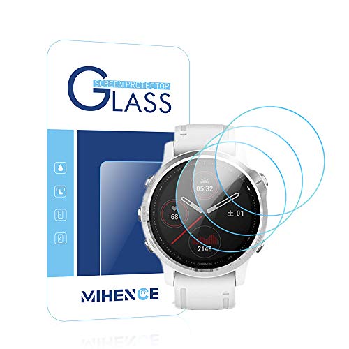 Mihence Compatible with GARMIN Fenix 6S / 6S PRO 保護フィルム, 9H ガラス保護フィルム 対応 ガーミン Fenix 6S / 6S Pro Smartwatchスマート腕時計 2.5Dラウンドエッジ ウォッチ指紋防止保護膜