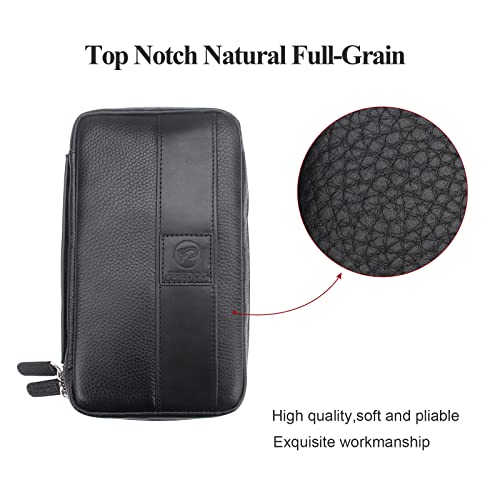 Firedog Cigar Pouch, Genuine Leather Travel Portable Cigar Case Box For Father's Day, Men, Husband (Holds 5-6 Cigars,Black) #TOP1