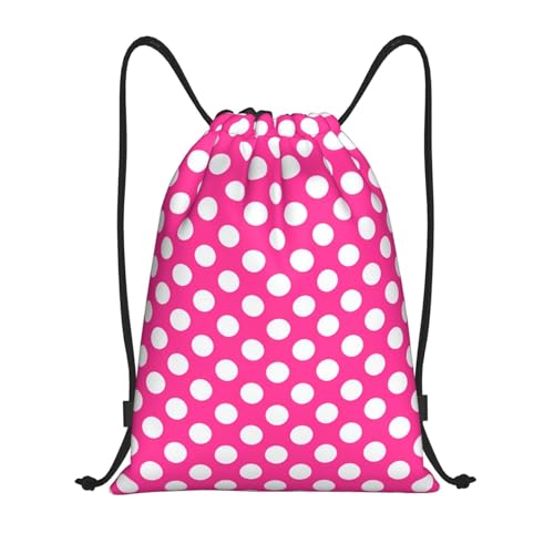 Red and White Polka Dots Drawstring Backpack Polka Dots Drawstring Backpack Bag for Women Men Gym,Shopping,Yoga