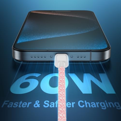 Image of USB C to USB C Cable 6FT+10FT 2Pack 60W iPhone 17 16 15 Charger Cord Long Type C to C Cable Fast Charging for Apple iPhone 17 16 15 /Pro /Pro Max /Plus /iPad Pro Air /MacBook /Air /Mini /Samsung Galaxy-Pink