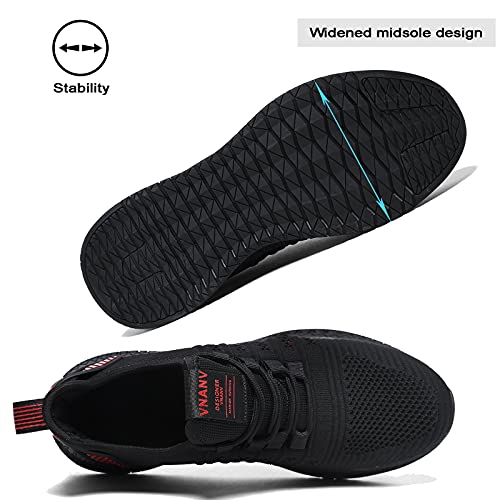 Mens Slip On Walking Shoes Lightweight Breathable Non Slip Running Comfortable Gym Tennis Athletic Fashion Sneakers Men (12,Black/Red)4