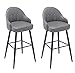 75 Cm Stołek Barowy o Wysokości 2 Szarych z Tyłem, Blachy Kuche w Kuchni Krzesła Barowe Pu Skórzana Czarna Chromowana Rama Tapicerowana Siedzenie do Barów do Jadalni Kawiarnia