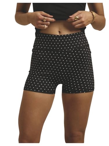 WDIRARA Women's Polka Dots Biker Shorts Elastic Waist Athletic Workout Yoga Shorts