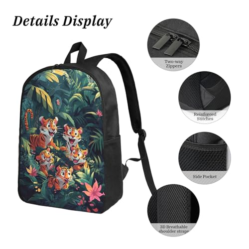 Cartoon Tiger Backpacks 3 Pcs Cute Lightweight Daypack with Fun Graphic Cartoon Print for Outdoor Hiking and Travel4