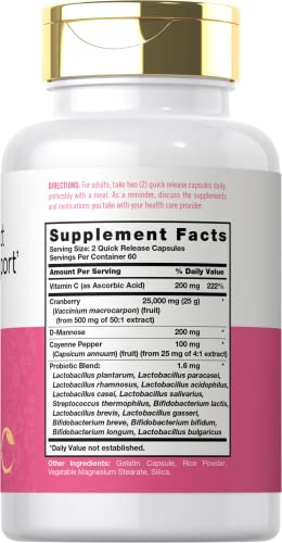 Carlyle Urinary Tract Health for Women | 120 Capsules | Relief for Women | with D-Mannose, Cranberry Complex & Probiotics | Non-GMO, Gluten Free - Thumbnail 2