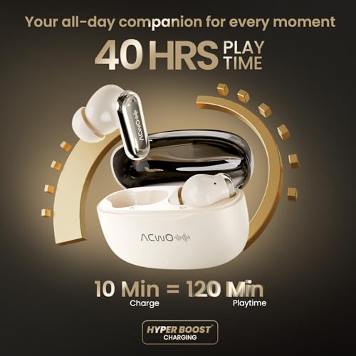 Image of DwOTS 717 PRO | ANC up to 32dB, 40HRS Playback, Fast Charging, Dual Pairing, Quad-mic ENC, Instant auto Connect, IPX5, Bluetooth v5.4, True Wireless Earbuds with mic (Pearl Cream)