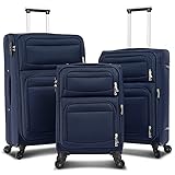 Merax Softside Luggage Set, TSA Lock Expandable Spinner Wheel Luggage, 3 Piece Set Suitcase