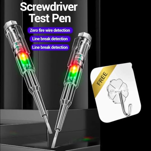 Image of Set of 2 Advanced Intelligent Chip High-Brightness Intelligent Voltage Tester Pen Multi-function LED Test Pen with Screwdriver for Electric Power Testing Voltage Tester [Safety Highlighter Pen] (2)