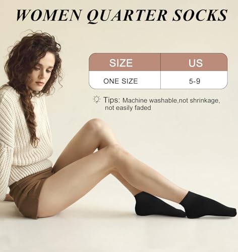 YSense 10 Pairs Quarter Socks Women Cotton Athletic Running Ankle Crew Socks with Arch Support3