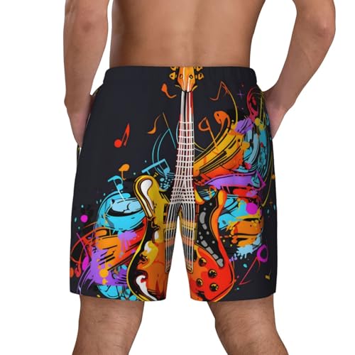 Musical Guitar Note Mens Swim Trunks Quick Dry Board Shorts with Compression Liner Hawaii Swimwear Swim Suits3