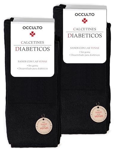 Occulto calcetines diabeticos hombre pack de 10 (modelo Goetz), calcetines sin costura sin goma 10 Pares | Negro 39-42