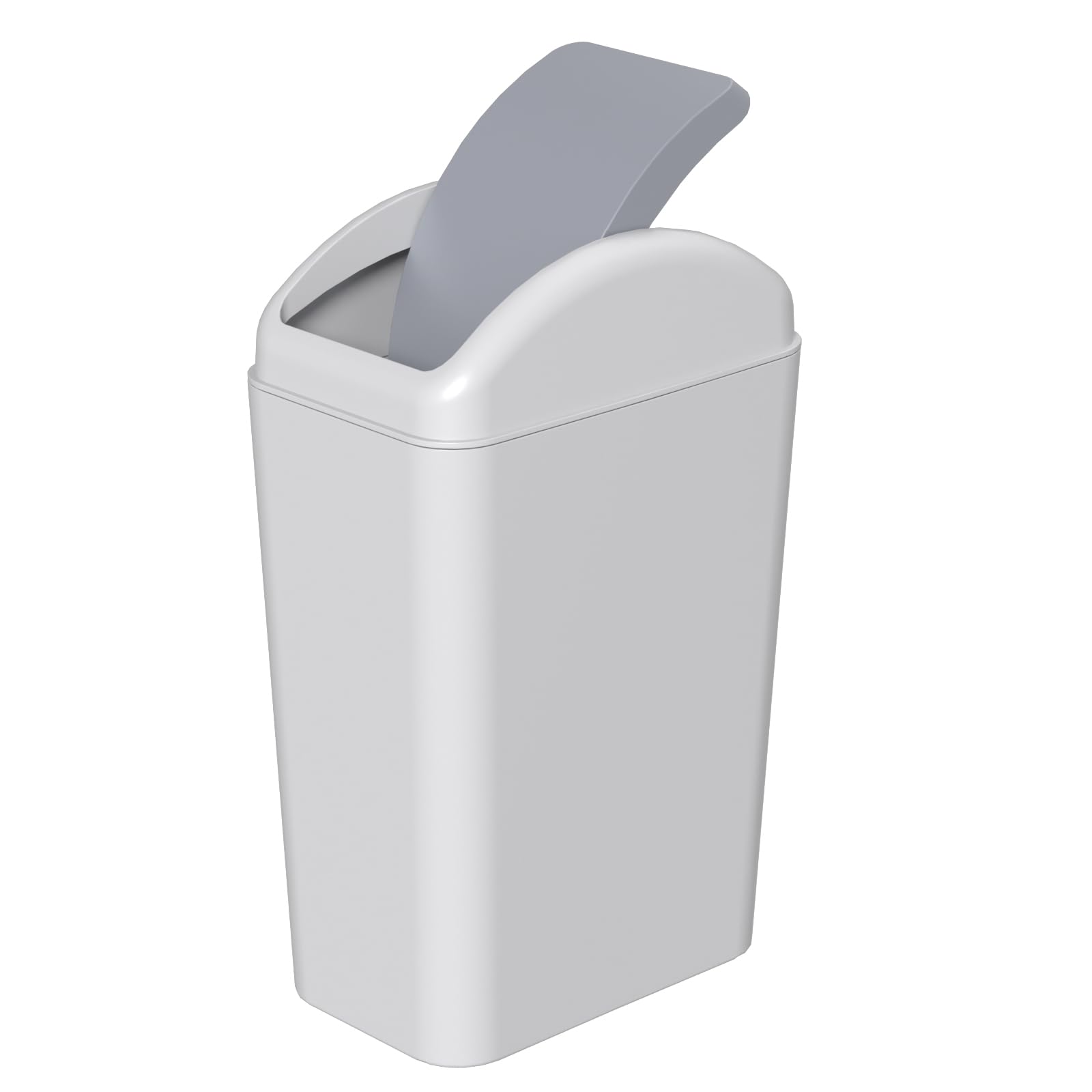 Wakikini 15 L Kitchen Bin with Swing Lid Small Plastic Trash Bin Grey-White