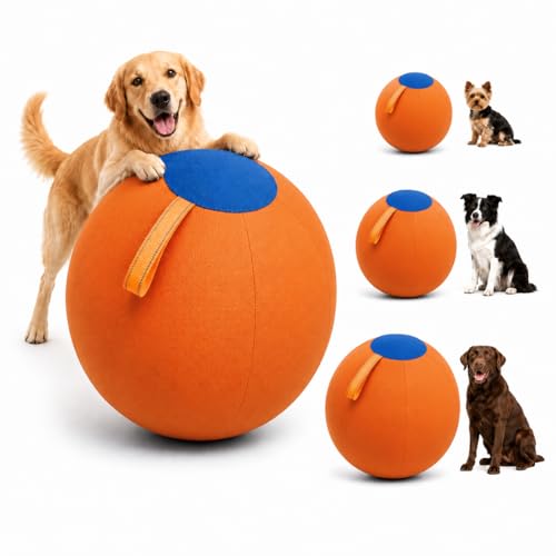 Herding Ball für Hunde Bissfest - Hütespielball Hundespielzeug Groß für Hütehunde Schäferhunde & Aussies - Robuster Hundeball mit Stoffbezug & Tragegriff Geeignet für Garten & Pool (A 25 cm)
