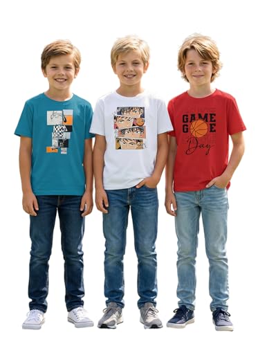 Image of HELLCAT Boys Round Neck Printed Blended Cotton Tshirt -Combo Pack of 2 - Orange /Blue