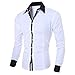 Produktbild Dasongff Herren T-Shirt, Mode Persönlichkeit Herren Hemd Casual Slim Fit Langarm-Shirt Top Bluse Oberteile Stehkragen Freizeithemd Langarmhemd Businesshemd (M, Weiß)
