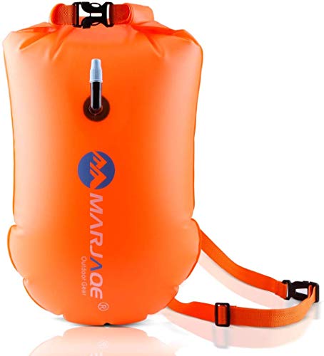 Msrlassn Swim Buoy - Boya Natación - La boya para Nadadores y triatletas de Aguas Abiertas para Abierto Agua Nadadores Entrenamiento o competición con Bolsa Seca (Naranja)
