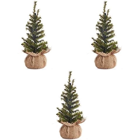 Grupo de 3 árboles de Navidad artificiales de pino de 12 pulgadas con base de arpillera Cover