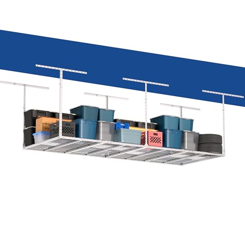 GIOTORENT 3x8FT Heavy Duty Overhead Garage Storage Rack - Adjustable Ceiling Shelving with 600lbs...
