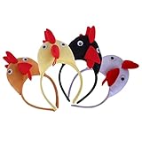 VOSAREA 4pcs Chicken Headband Plush Animal Headbands Rooster Ear Horn Hair Hoop Hen Hair Band Halloween Party Costume Dress-up Party Supplies Random Color