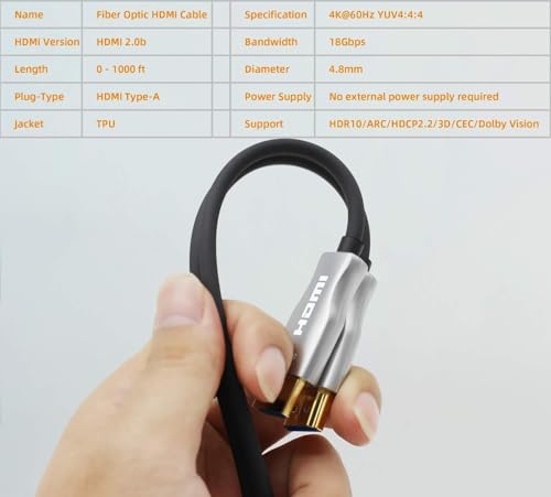 Image of C&E High Speed HDMI Cable 150 Feet, Built-in Signal Booster Supports 3D and Audio Return Channel Full HD, CNE620558