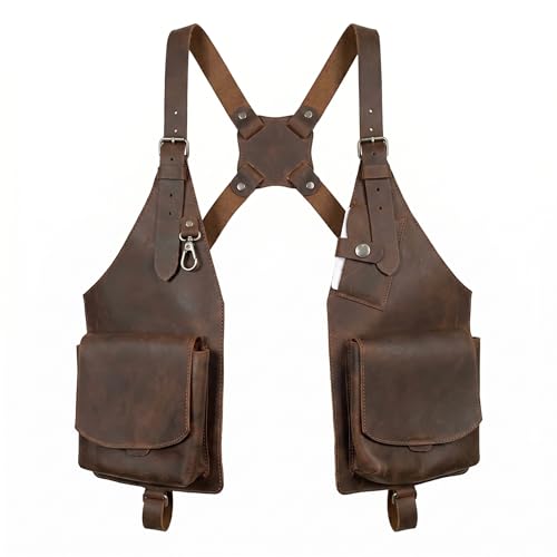 Sac bandoulière homme en cuir marron double sacoche pour le quotidien