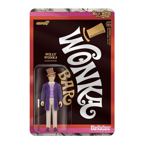 Super7, Willy Wonka and The Chocolate Factory, Figura de acción de Willy Wonka de 9,5 cm con Accesorio Coleccionable de película clásica