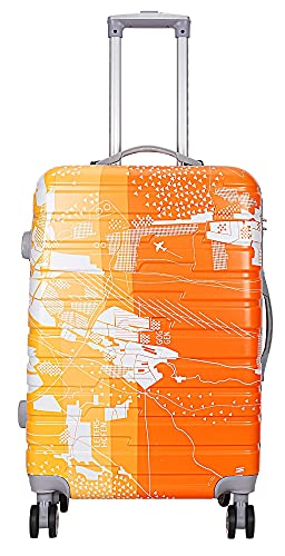 Coolife Swisslite (Size-24 Inch) Hardsided Printed Polycarbonate Luggage Trolley Bag (Colour: Orange) For Rs. 3194 @ 80 %