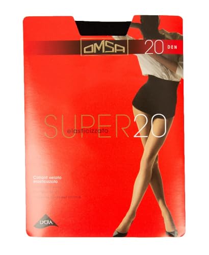  Omsa Collant donna velato elasticizzato con corpino parigamba punte rinforzate articolo 181 SUPER20, Nero, XL