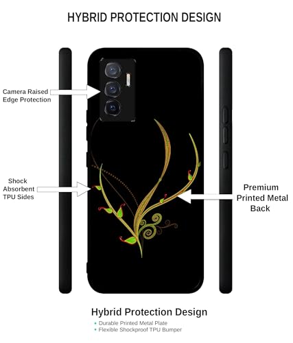 Image of Yellow Pattern Design Premium 2D Printed Metal Back Case Cover for Vivo V23E 5G / Y75 4G
