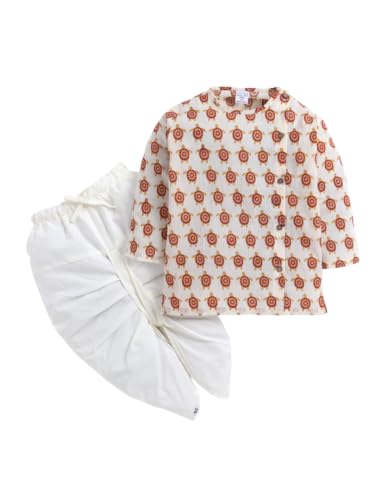 Image of POLKA TOTS Premium Cotton Dhoti Kurta Set for Kids Boys | Traditional Angrakha Style Ethnic Wear for Boys | Kurta Dhoti Set for Kids | Festive & Wedding Clothing Set for Baby
