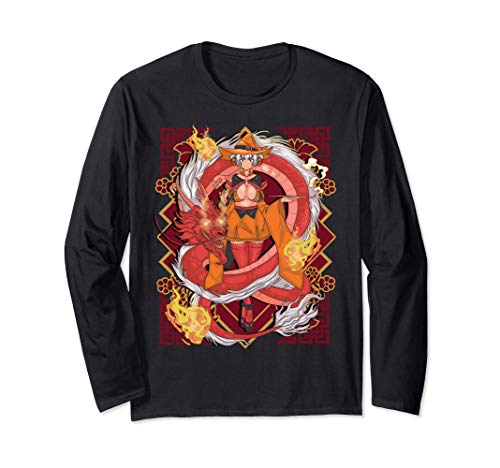 Year of The Dragon Chinese Zodiac Witch Halloween Anime Maglia a Manica
