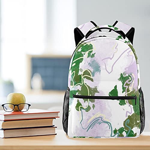 Sac à dos décontracté pour femme texture marbre violet vert tendance