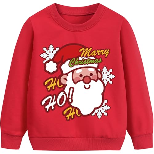 Image of EULLA Boys Christmas Sweatshirt Kids Xmas Jumper Santa Claus T-shirt Long Sleeves Children Gift Clothes 3-4 Years