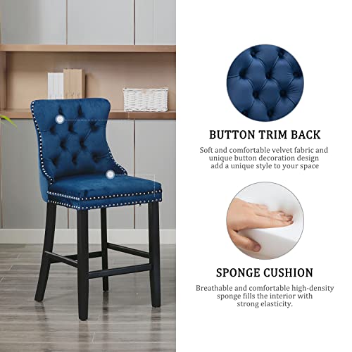 Kiztir Velvet Modern Bar Chairs Set of 4, 27