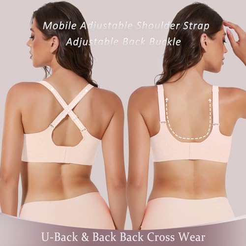 Image of MOEOZLLO Floral Wireless Bras for Women No Underwire Seamless Bralettes for Women with Support V Neck Wavy Womens Bras