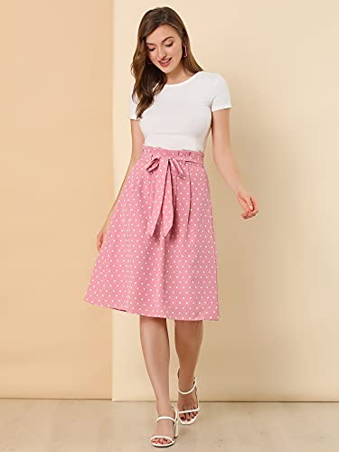 Allegra K Women's Vintage Belted Elastic High Waist A-Line Printed Midi Skirt3