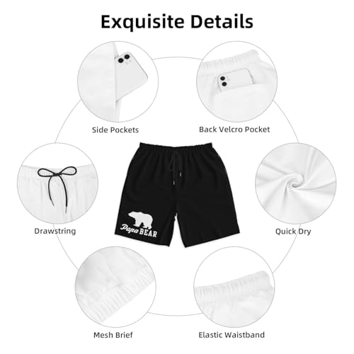 Papa Bear Men's Quick-Dry Board Shorts 7" - Swim Trunks Summer Hawaii Beach4