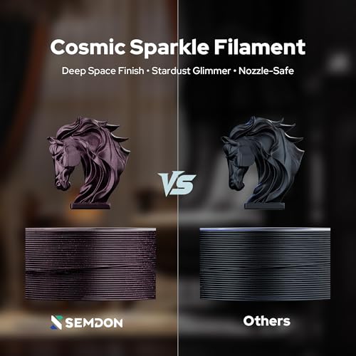 Image of PLA Filament 1.75mm, Glitter Purple Black Silk PLA, SEMDON 3D Printer Filament 1KG ±0.02mm for Ender 3, CR-10, Anti-Warp & Anti-Clog