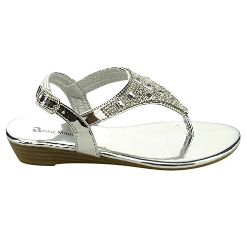 ANNE MARIE Serena-15K Girl's Toddler Glitter Rhinestone T-Strap Thong Wedge Sandals2