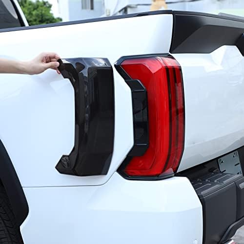 LLKUANG Rear Tail Light Cover Tail Lamp Shell Shade Guard Trim Frame Compatible with Toyota Tundra 2022 2023,ABS Car Taillight Protective Shell Bezels Smoke Black Taillight Shell Accessories