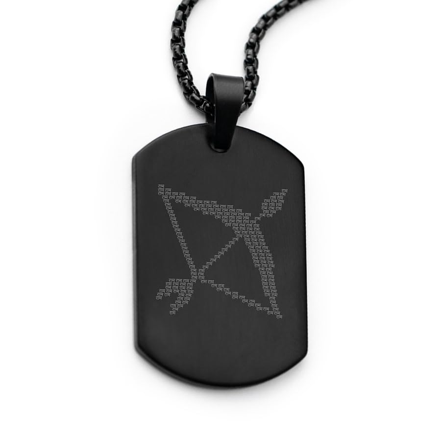 mesmerize Shree Ram Baan Micro-carved Tag Stainless Steel Necklace for Men | Locket and Pendant Necklace for Men and Guys | RAM Necklace with Chain in Black and Silver | 6-Month Warranty.-picture-31