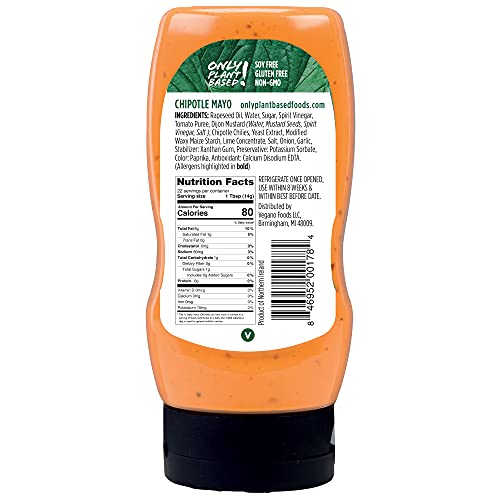 Only Plant Based Vegan Chipotle Mayonnaise, Squeeze Bottle, 11 Fl Oz