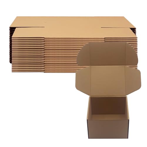 6x5x4 inch Shipping Boxes Pack of 25, Brown Corrugated Cardboard Box Mailer Boxes for Packaging Small Business Shipping，Recyclable Moving Storage Mailing Boxes Bulk Book Literature Gift Giving