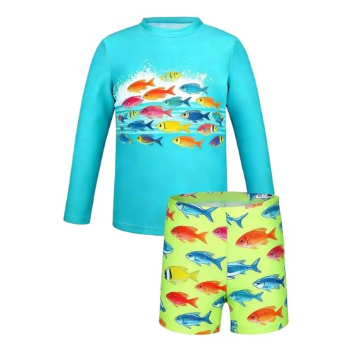 Vêtement de natation garçon bleu marine avec short de bain anti-UV