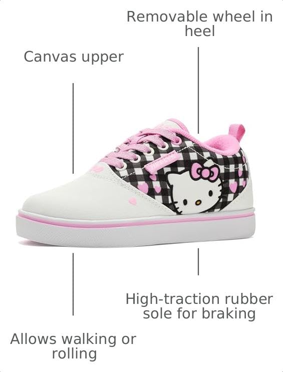 Image of HEELYS Female Hello Kitty Pro 20 (Little Kid /Big Kid) White /Black /Pink 6 Big Kid
