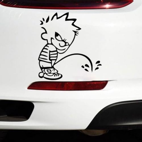 2 Pack Peeing Boy Humor Vinyl Decal - 4.7"x5.1" Funny Fuel Cap Sticker for Cars, Toilets, Bumper- Increase Fun Auto Parts| #AZ37 (Black)