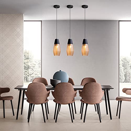 Glass pendant light transparente E27 avec structure en fer noir