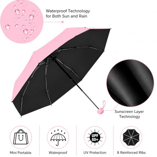 Image of Umbrella, UV Big Size Umbrella for Sun Protection Rain Windproof Strong Large 3 Fold For Men Women Kids Boys Girls Perfect & Stylish Windproof & Compact