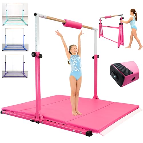 Image of Seliyoo Foldable Gymnastics Bar for Kids Teens Ages 3-18, 5FT /6FT Kip Training Bar -Sturdy Base for Home Training,Adjustable Height 35 inch to 59 inch for, 400 LBS Capacity,Anti-Slip Base & Easy Assembly
