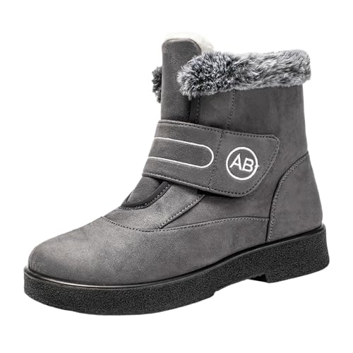 Scarpe Calde Uomo 2026 Doposci Neve Dopo Sci da Bambino Pelo Donna Stivali Impermeabili Pelosi Montagna Texani Bassi (Grey,44)